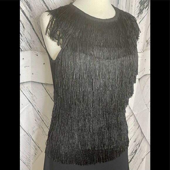 Vintage 90s Y2k Express World Brand Mini Dress Flapper Fringe 9/10 - Picture 2 of 5